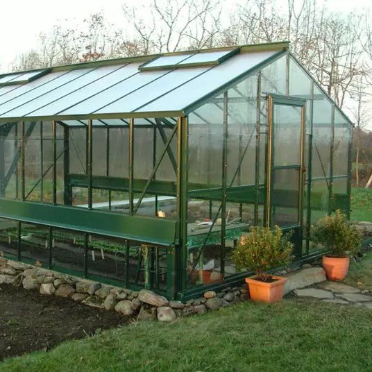Traditional Glass Greenhouse Kit with 3mm Tempered Glass and Aluminum Frame - Greenhouse Megastore