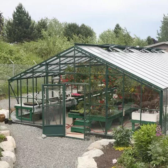 Traditional Glass Greenhouse Kit with 3mm Tempered Glass and Aluminum Frame - Greenhouse Megastore