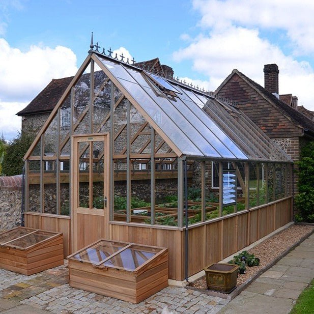 Westminster Cedar Greenhouse Kit, 10 ft. Wide with 3mm Safety Glass and Cedar Wood Frame - Greenhouse Megastore