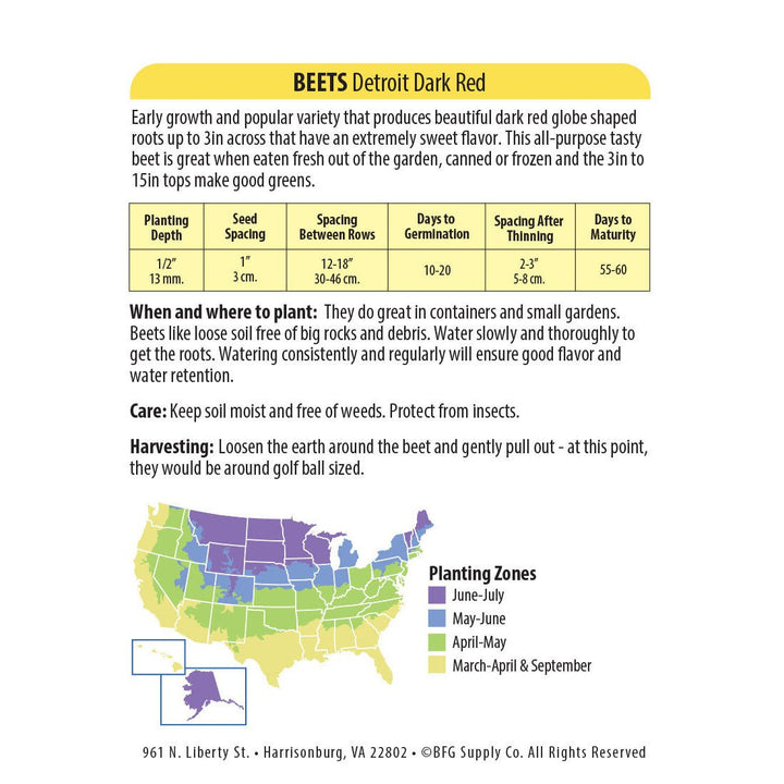 Wetsel Seed™ Beet Detroit Dark Red Seed - Greenhouse Megastore
