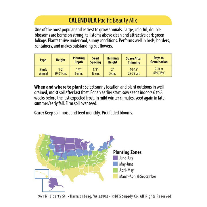 Wetsel Seed™ Calendula Pacific Beauty Mix Seed - Greenhouse Megastore