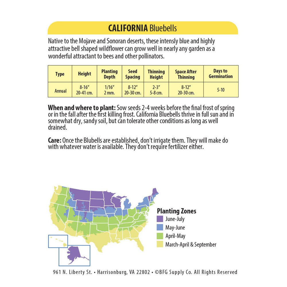 Wetsel Seed™ California Bluebells Seed - Greenhouse Megastore