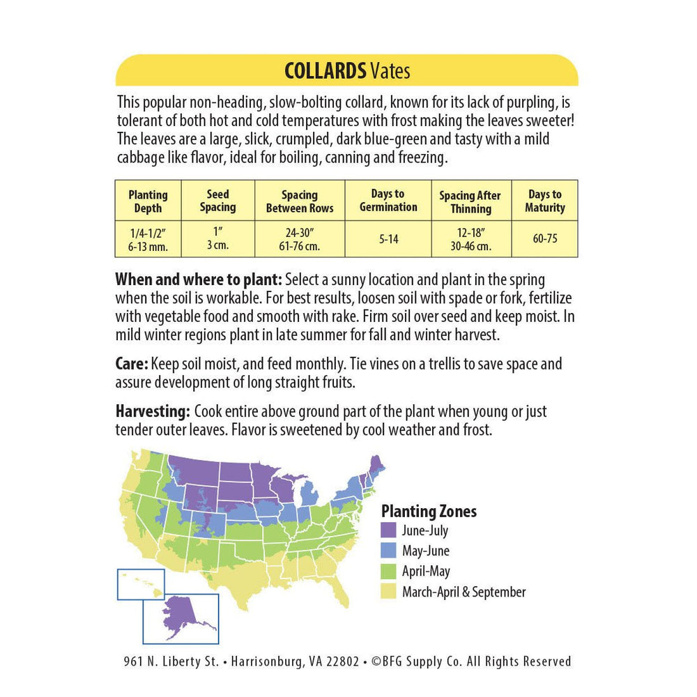 Wetsel Seed™ Collards Vates Seed - Greenhouse Megastore