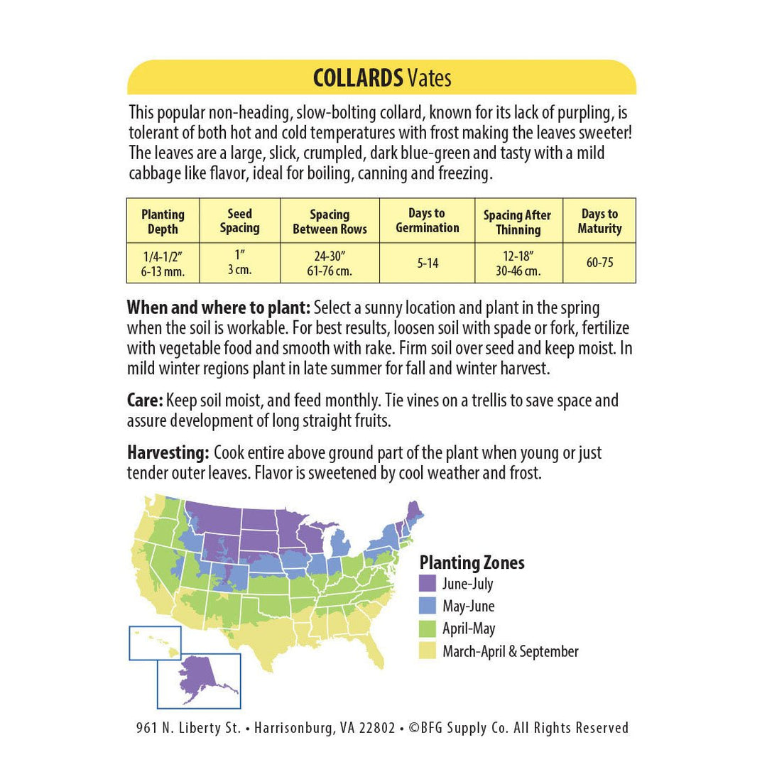 Wetsel Seed™ Collards Vates Seed - Greenhouse Megastore
