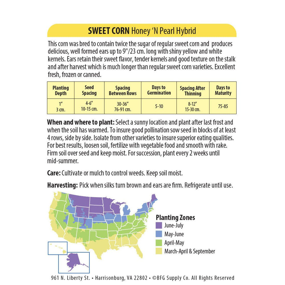Wetsel Seed™ Corn Sweet Honey 'N Pearl Seed - Greenhouse Megastore