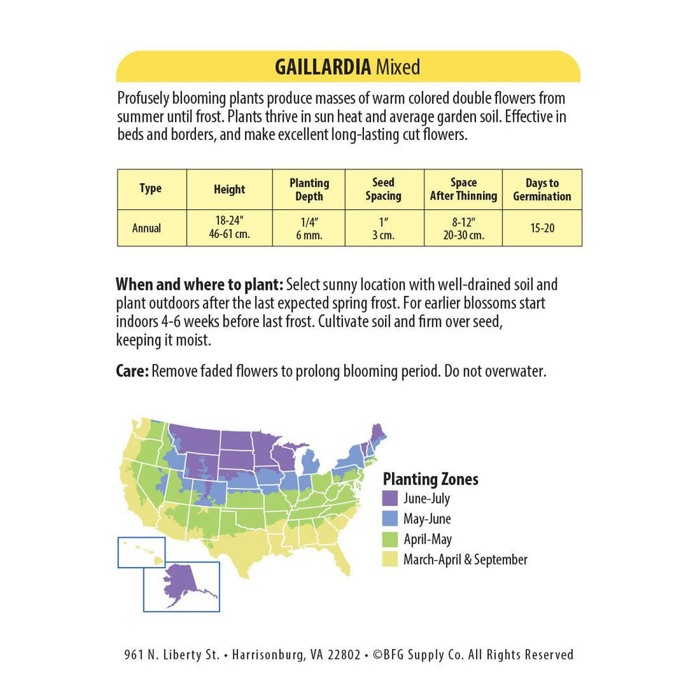 Wetsel Seed™ Gaillardia Grandiflora Single Mix Seed - Greenhouse Megastore