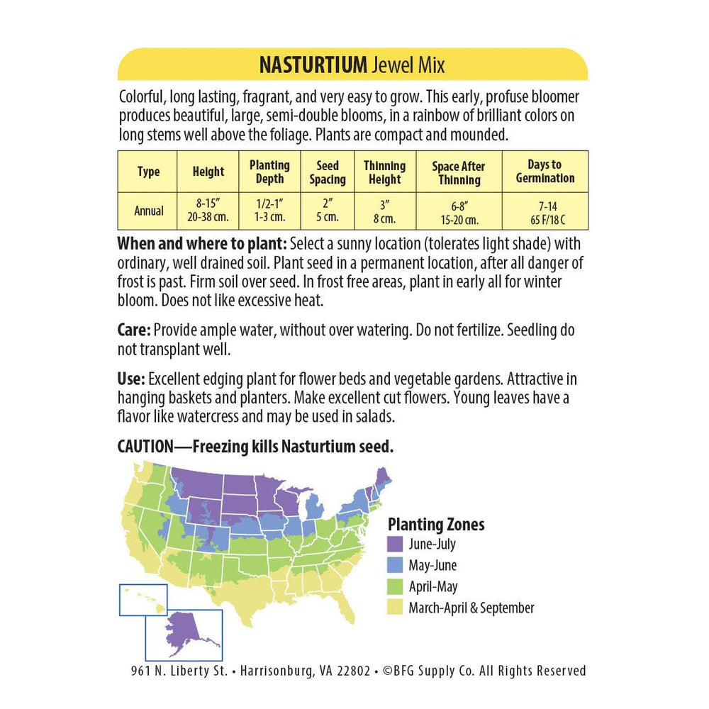 Wetsel Seed™ Jewel Mix Nasturtium Seed - Greenhouse Megastore