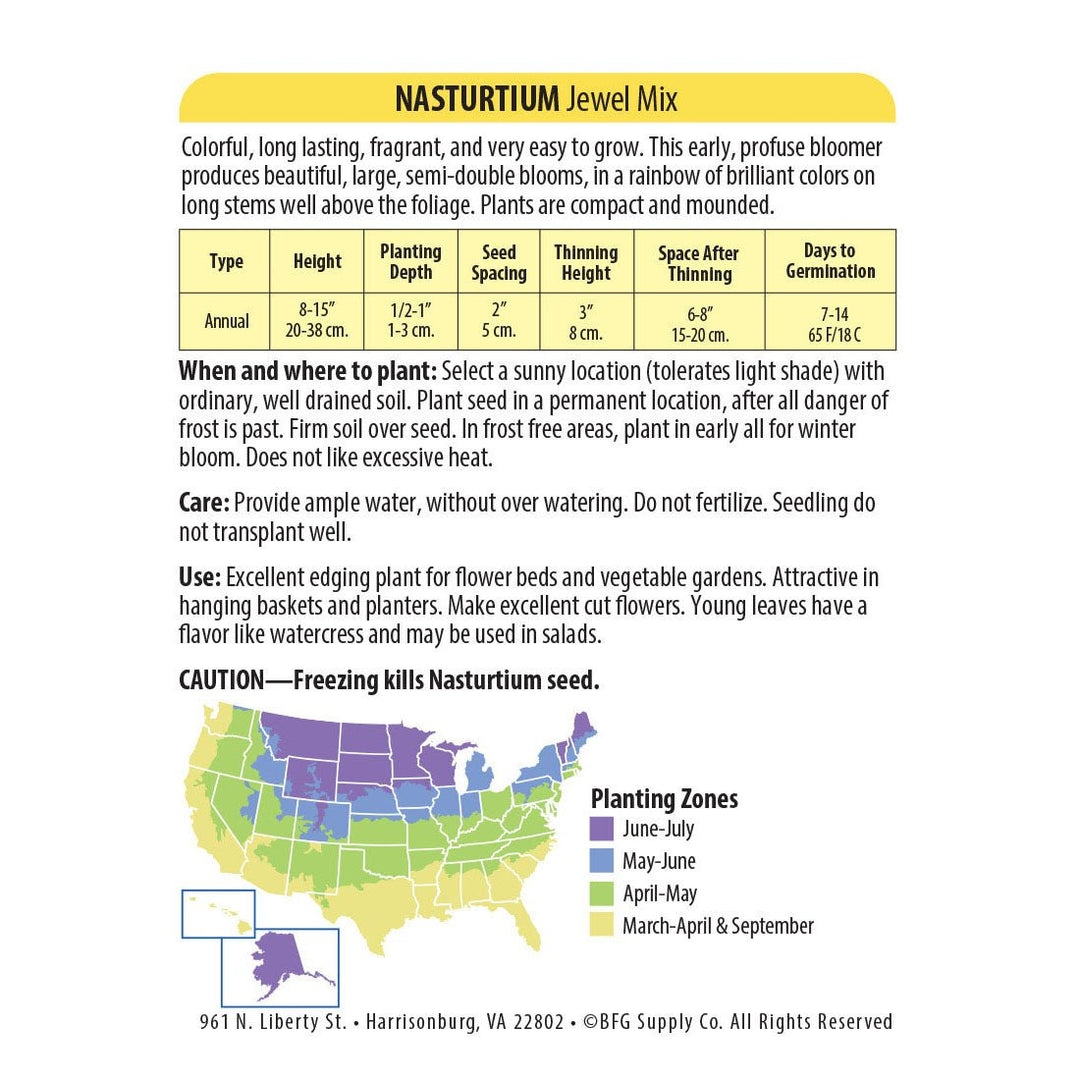 Wetsel Seed™ Jewel Mix Nasturtium Seed - Greenhouse Megastore