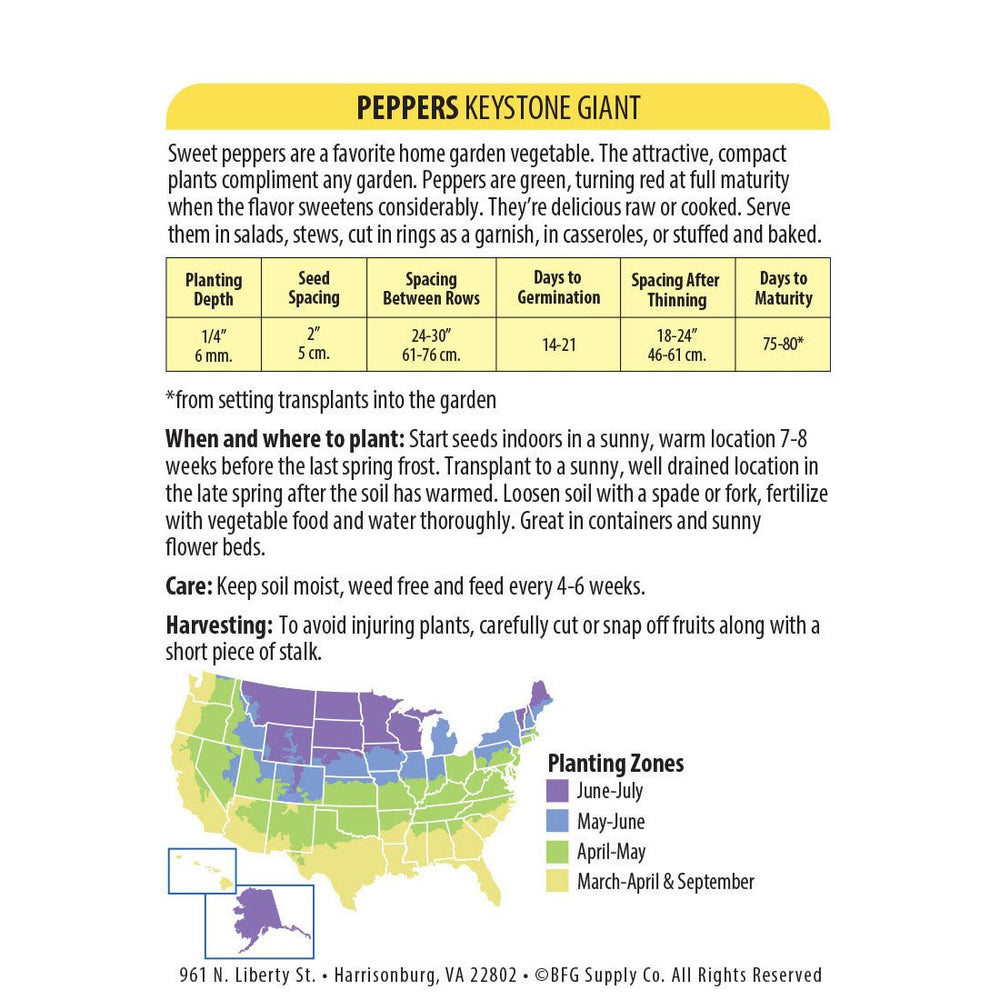 Wetsel Seed™ Keystone Resistant Giant 3 Pepper Seed - Greenhouse Megastore