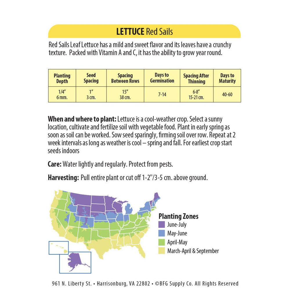 Wetsel Seed™ Lettuce Red Sails Seed - Greenhouse Megastore