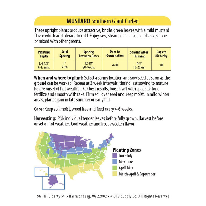 Wetsel Seed™ Mustard Southern Giant Curled Seed - Greenhouse Megastore