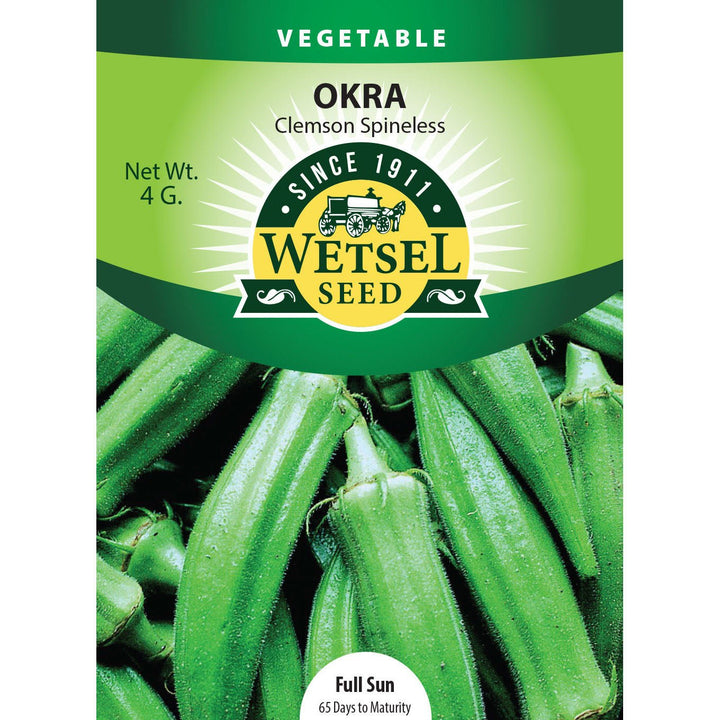 Wetsel Seed™ Okra Clemson Spineless Tall Heirloom Seed - Greenhouse Megastore