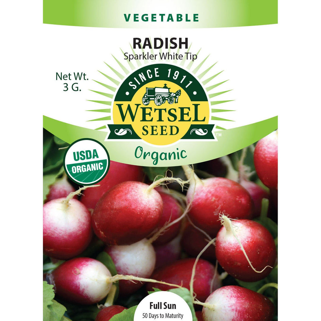 Wetsel Seed™ Organic Sparkler White Tip Radish Seed - Greenhouse Megastore