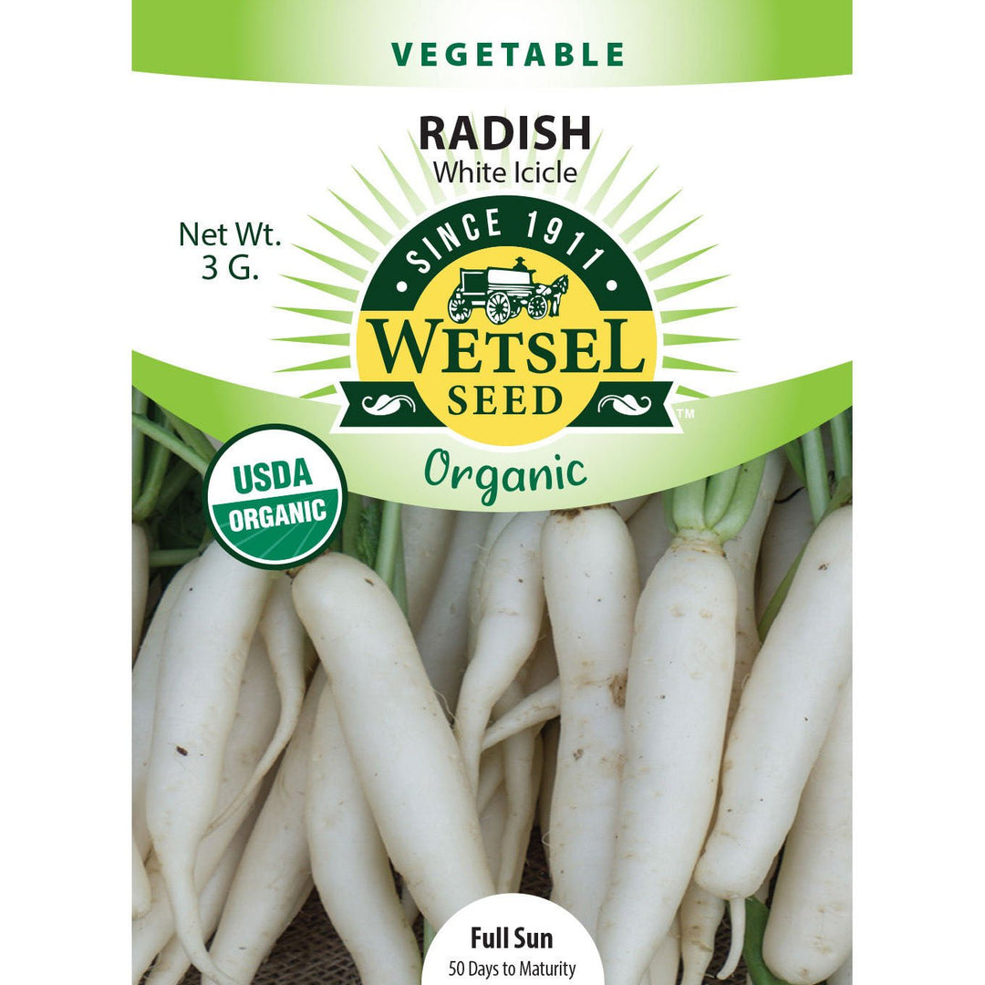 Wetsel Seed™ Organic White Icicle Radish Seed - Greenhouse Megastore