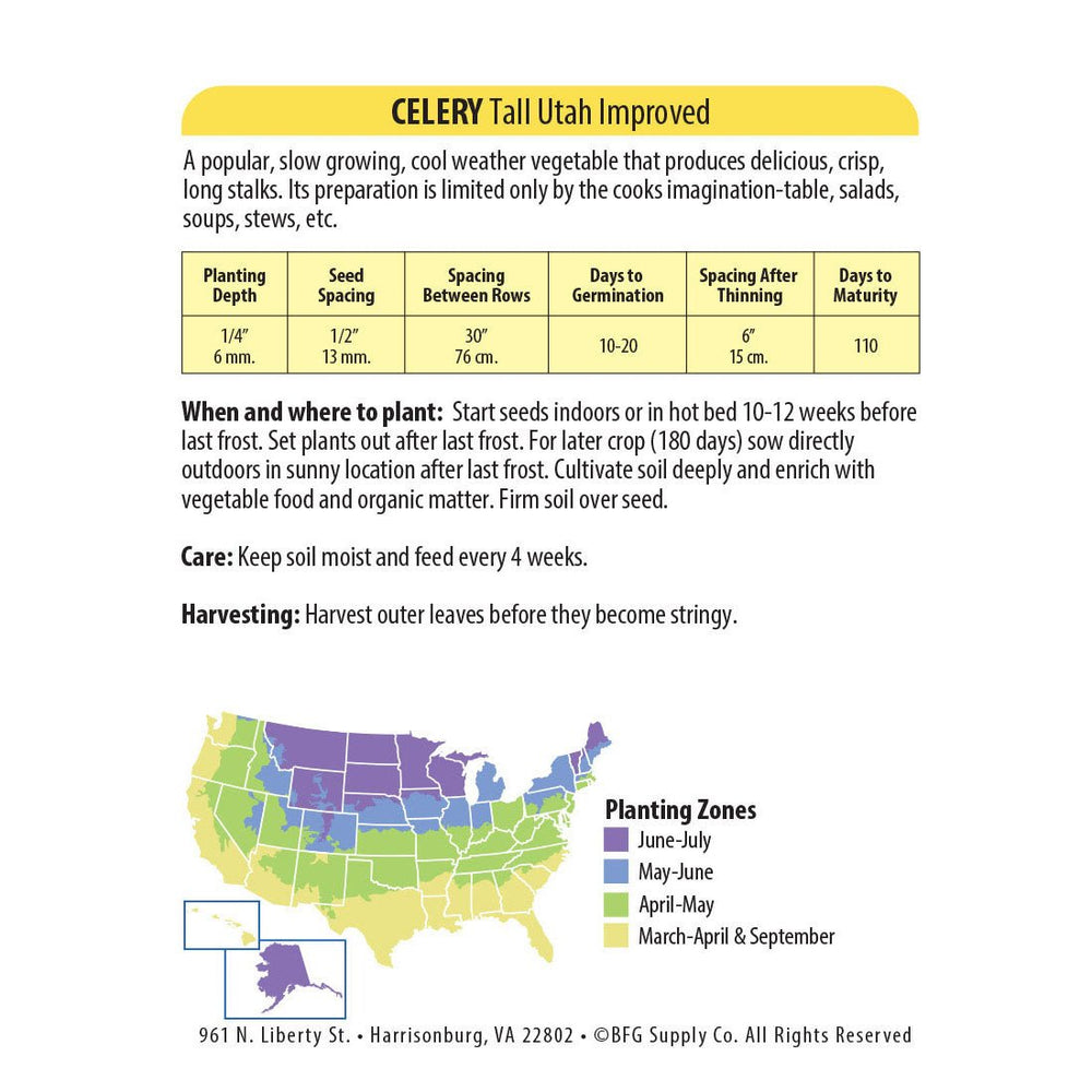 Wetsel Seed™ Tall Utah Improved Celery Seed - Greenhouse Megastore