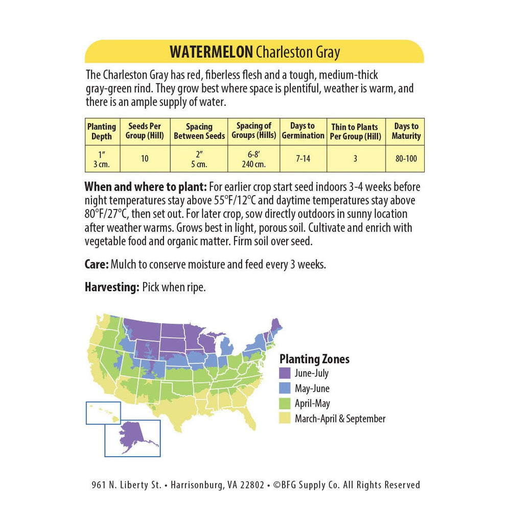 Wetsel Seed™ Watermelon Charleston Grey 133 Seed - Greenhouse Megastore