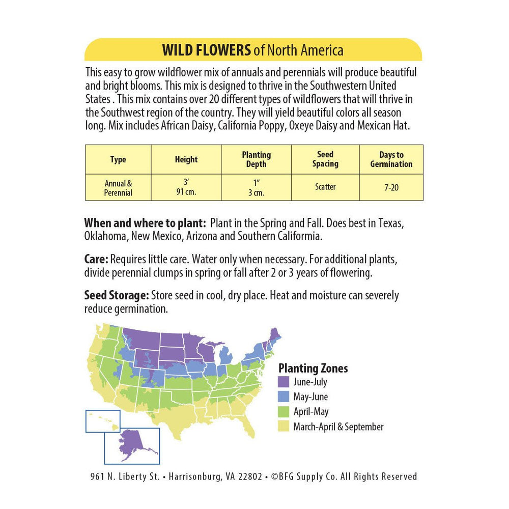 Wetsel Seed™ Wildflowers of North America Mix - Greenhouse Megastore