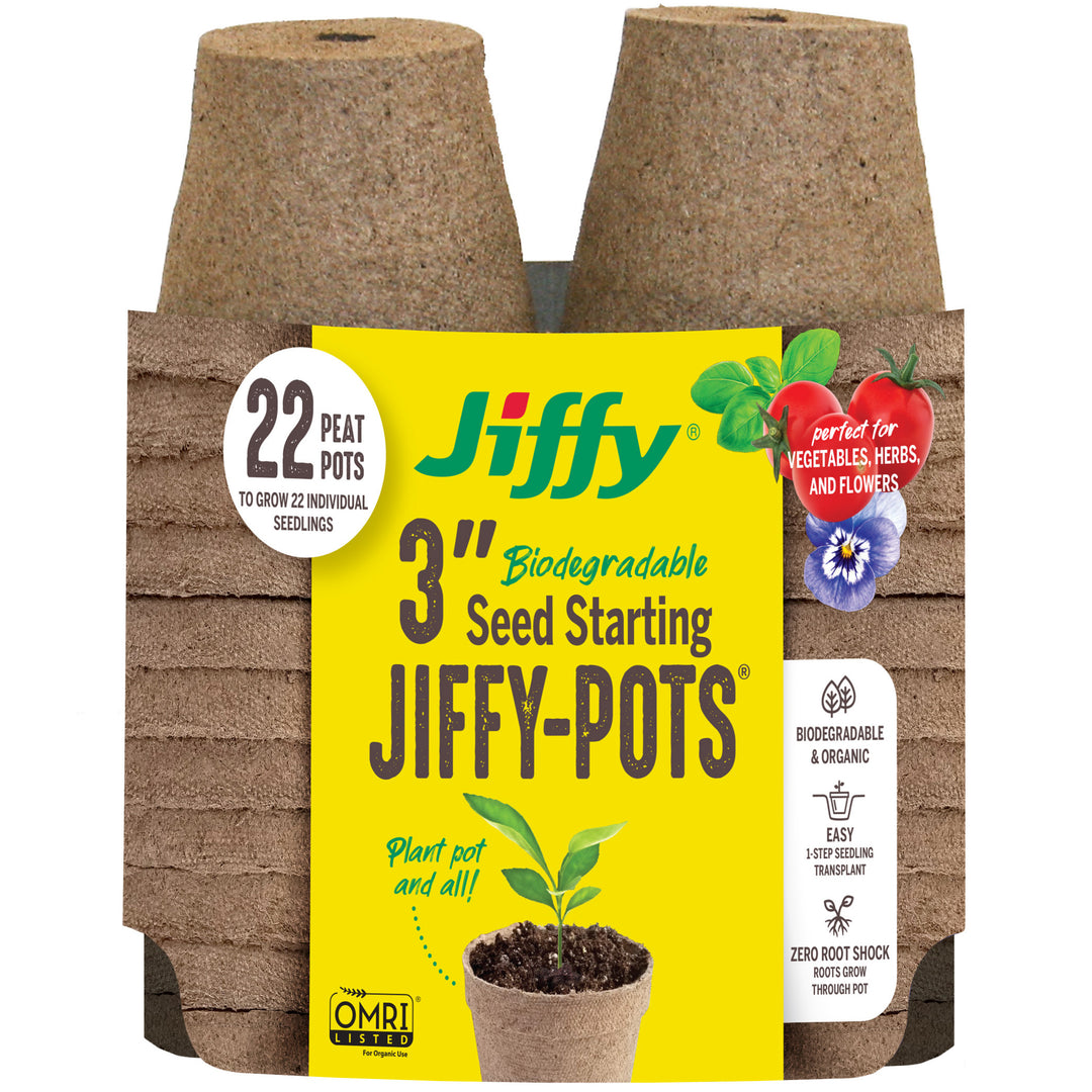 Jiffy-Pots Organic Seed Starting 3 Biodegradable Peat Pots, 22 Pack