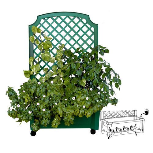 Calypso 31 x 13.5 x 53 in. Planter with Trellis & Reservoir - Greenhouse Megastore
