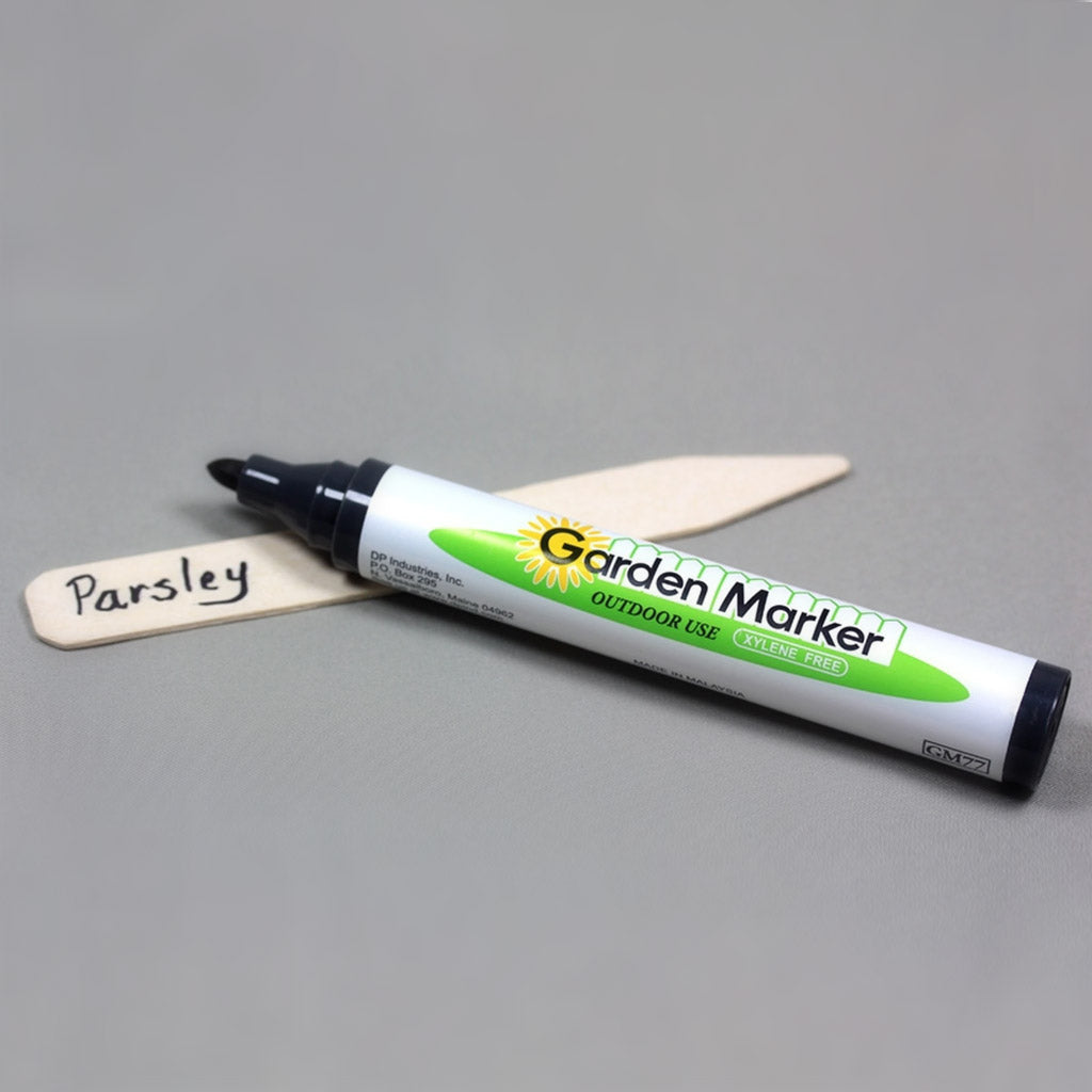 Black Plastic Plant T Labels & White Marker Pen
