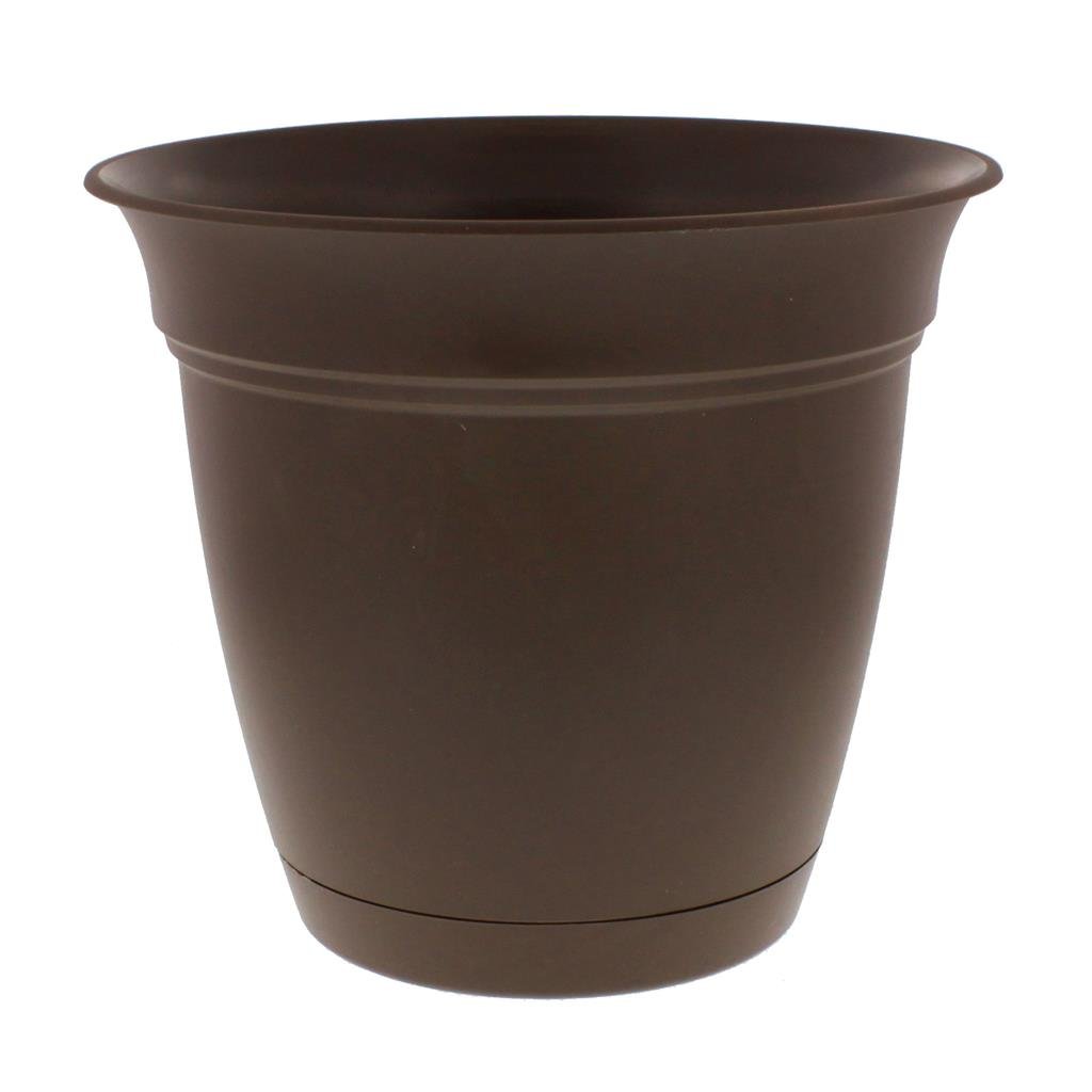 Eclipse Chocolate Planter with Saucer - Greenhouse Megastore