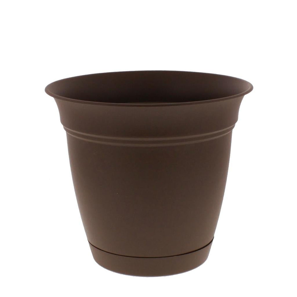 Eclipse Chocolate Planter with Saucer - Greenhouse Megastore