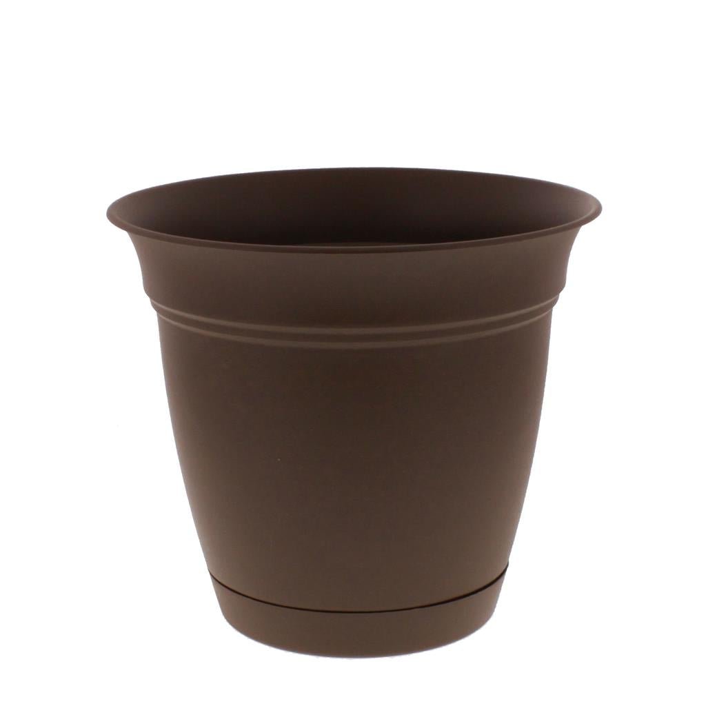 Eclipse Chocolate Planter with Saucer - Greenhouse Megastore