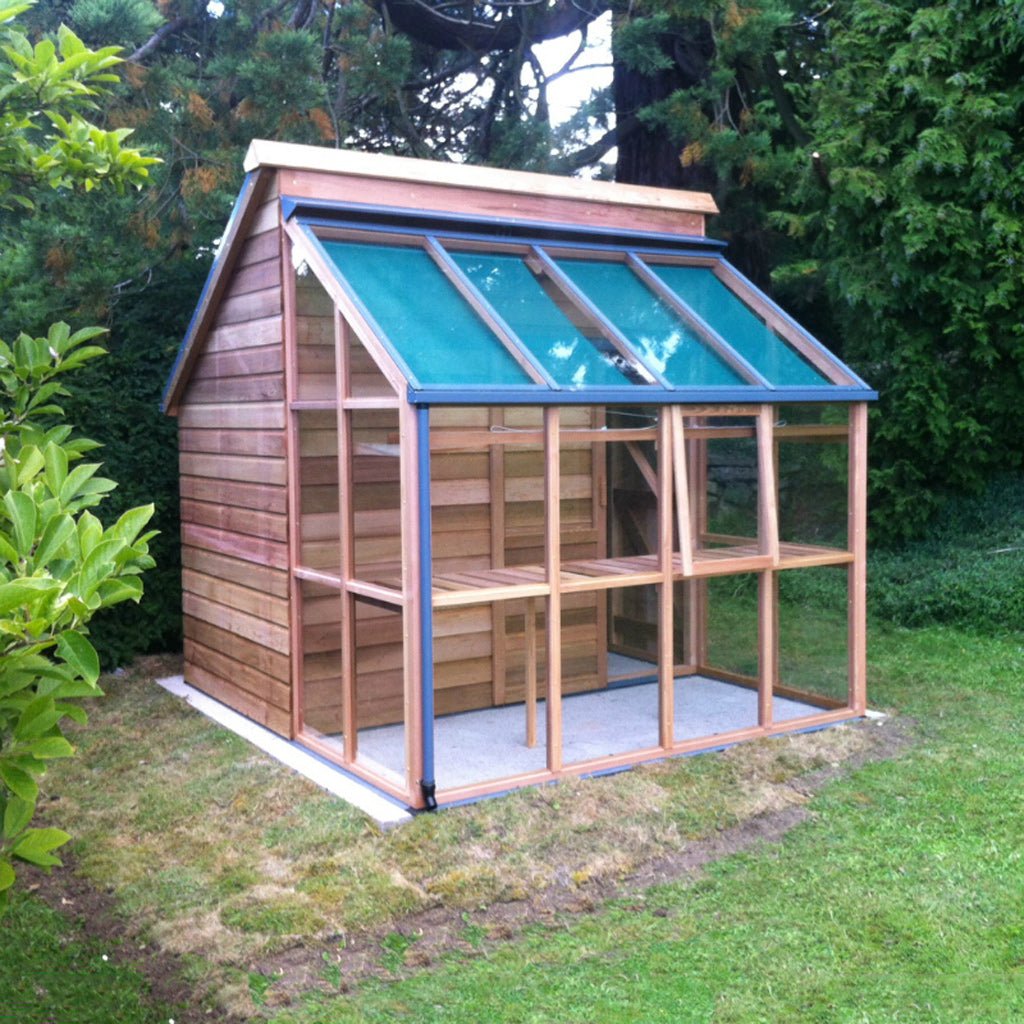 Gabriel Ash Classic Grow & Store Greenhouse Kit with Tempered Glass Panels and Red Cedar Wood Frame - Greenhouse Megastore