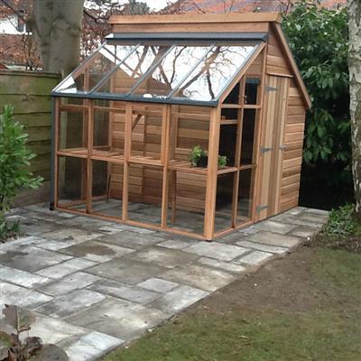 Gabriel Ash Classic Grow & Store Greenhouse Kit with Tempered Glass Panels and Red Cedar Wood Frame - Greenhouse Megastore