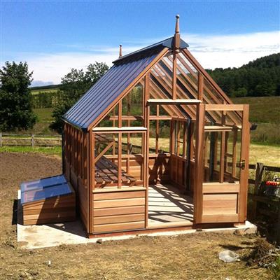 Gabriel Ash Rosemoor Greenhouse Kit 6 x 10 ft. with Tempered Glass Panels Red Cedar Wood Frame and Cold Frame Option - Greenhouse Megastore