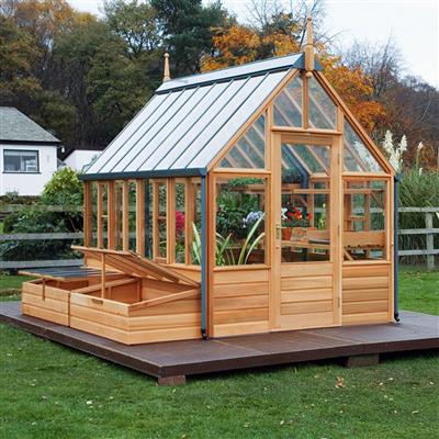 Gabriel Ash Rosemoor Greenhouse Kit 6 x 10 ft. with Tempered Glass Panels Red Cedar Wood Frame and Cold Frame Option - Greenhouse Megastore