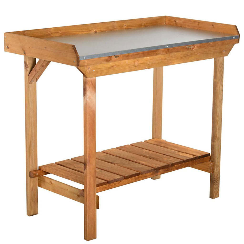 Gardener's Table With Tin Surface - Greenhouse Megastore