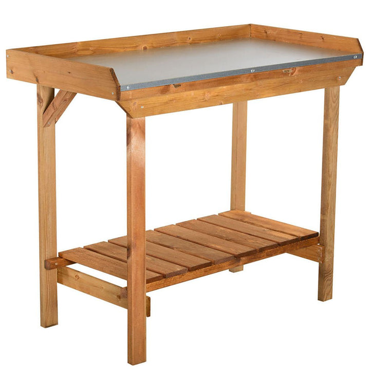 Gardener's Table With Tin Surface - Greenhouse Megastore