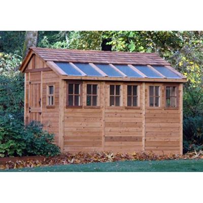 SunShed Garden Building and Greenhouse Kit 8 x 12 ft. with Glass Panels and Cedar Wood Frame
