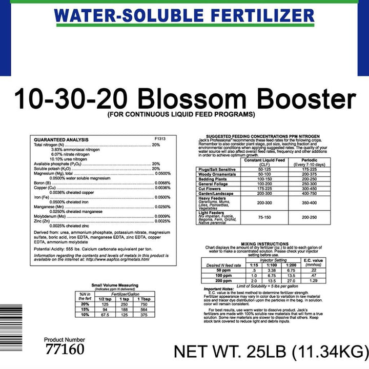 Jack’s Classic 10-30-20 Blossom Booster - Greenhouse Megastore
