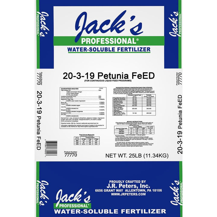 Jack's Fertilizer 20-3-19 Petunia FeED - Greenhouse Megastore