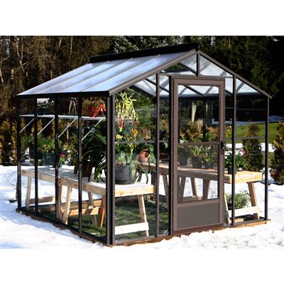 Legacy Greenhouse Kit 8 x 8 ft. with Tempered Glass Sidewalls, 6mm Polycarbonate Roof and Aluminum Frame - Greenhouse Megastore
