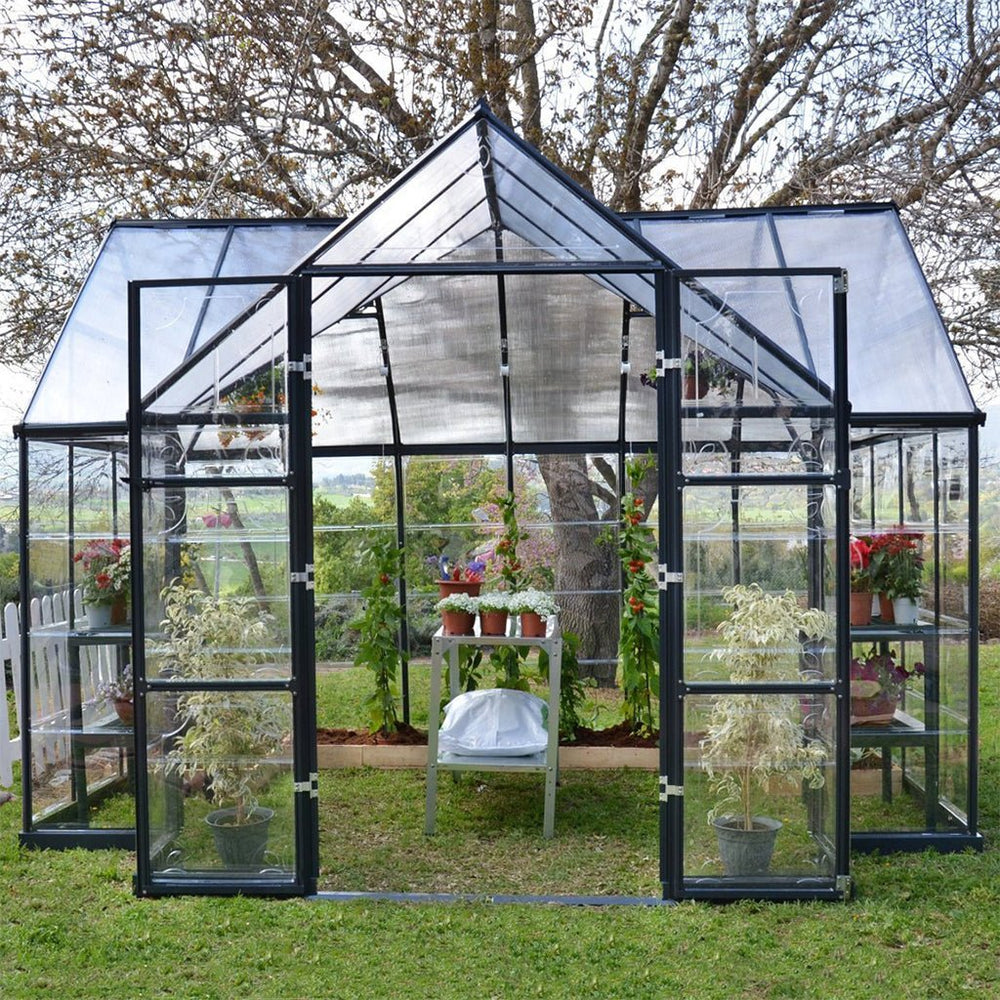 Palram Canopia Garden Chalet DIY Greenhouse Kit 12 x 10 ft. with Polycarbonate Panels and Aluminum Frame - Greenhouse Megastore