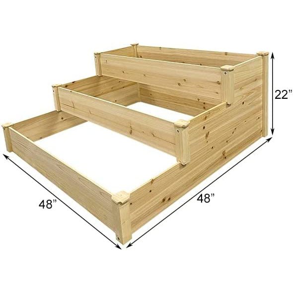 Panacea Cedar 3 - Tiered Stair Step Garden Bed - Greenhouse Megastore