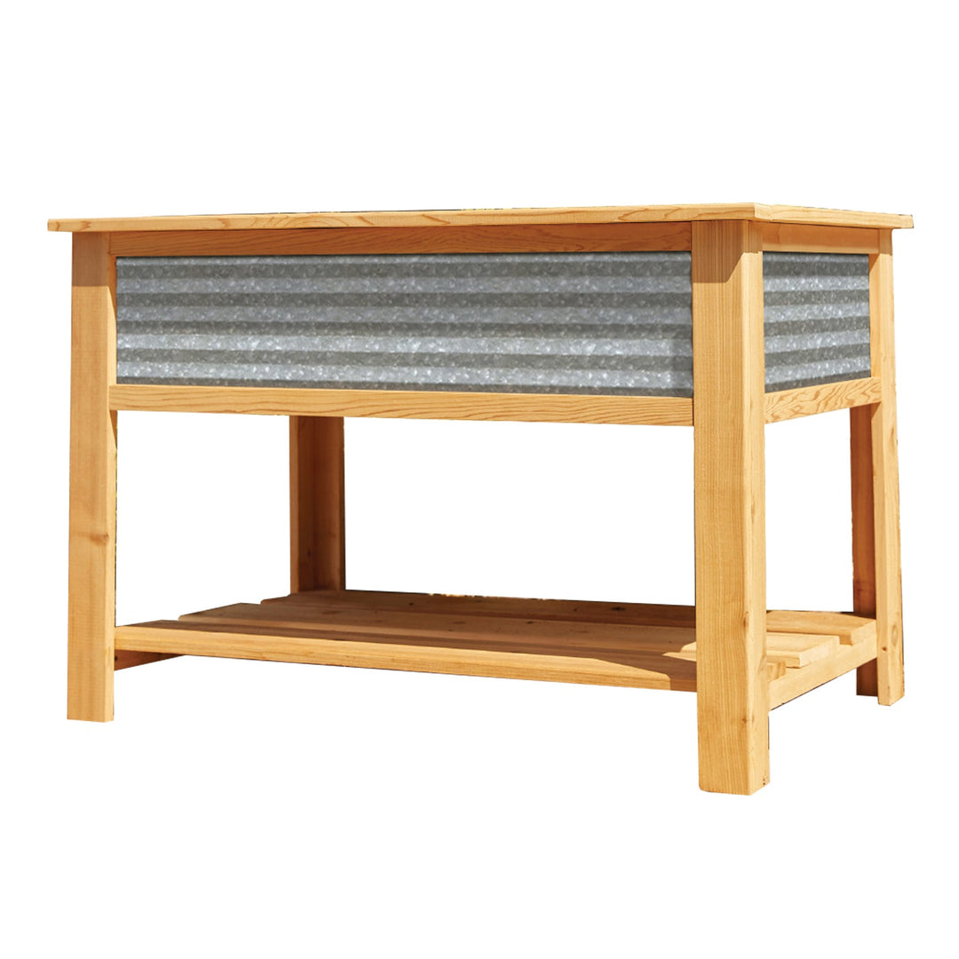 Panacea Galvanized & Cedar Elevated Garden Planter - Greenhouse Megastore