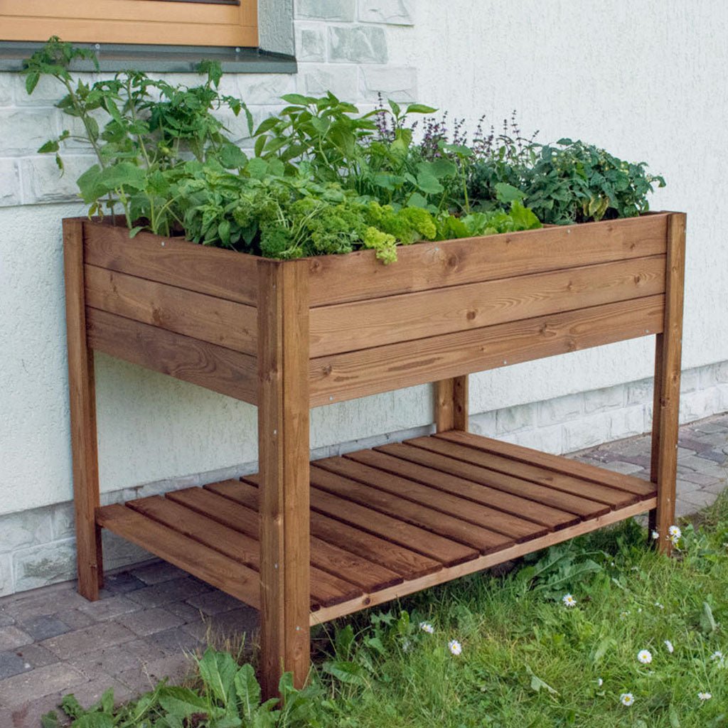 Rectangular Raised Bed with Shelf - Greenhouse Megastore