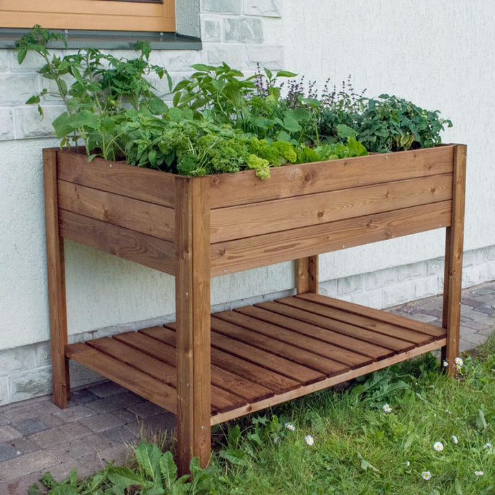 Rectangular Raised Bed with Shelf - Greenhouse Megastore