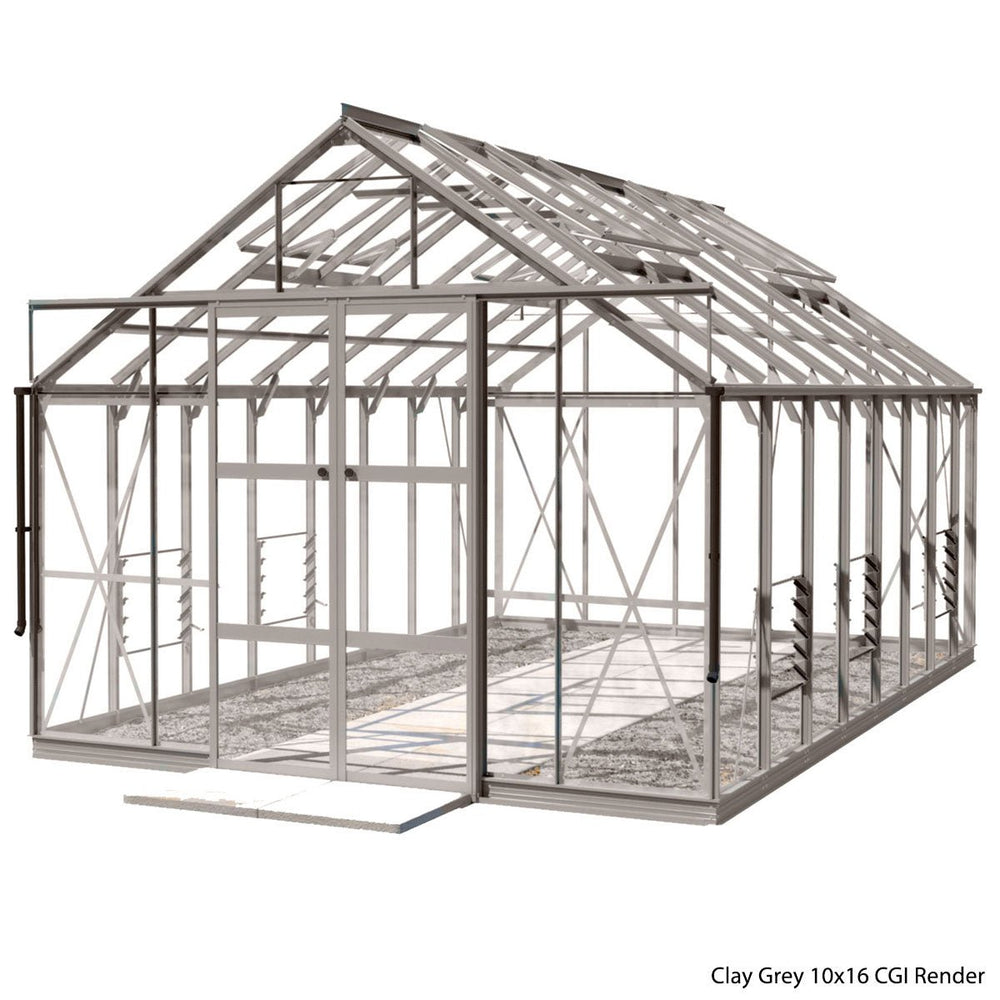 Rhino Premium Greenhouse Kit 10 x 16 ft. with 4mm Toughened Safety Glass Panels and Aluminum Frame - Greenhouse Megastore
