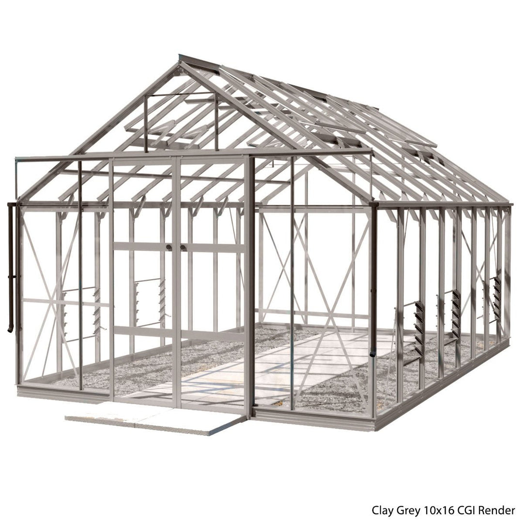 Rhino Premium Greenhouse Kit 10 x 16 ft. with 4mm Toughened Safety Glass Panels and Aluminum Frame - Greenhouse Megastore