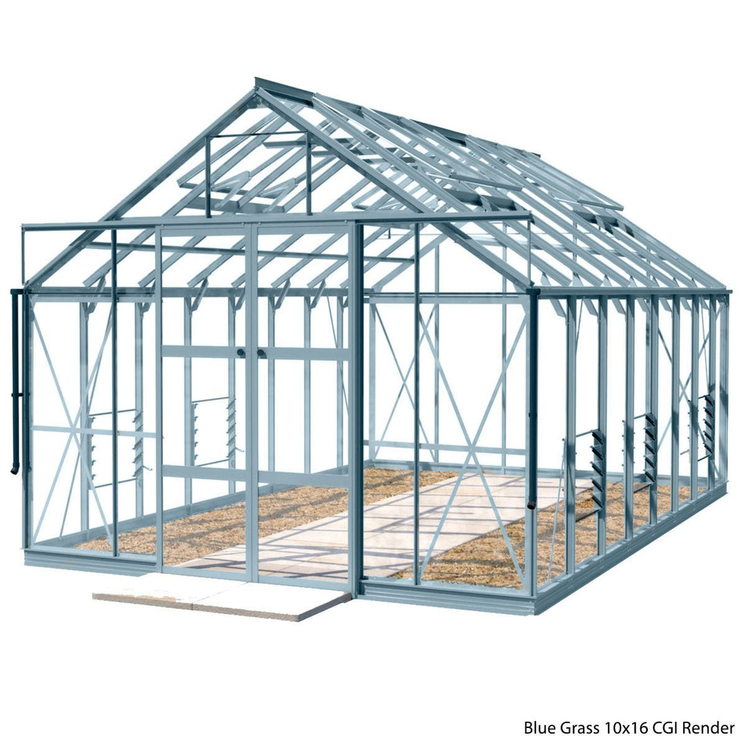 Rhino Premium Greenhouse Kit 10 x 16 ft. with 4mm Toughened Safety Glass Panels and Aluminum Frame - Greenhouse Megastore