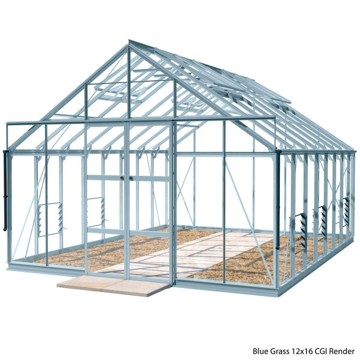 Rhino Premium Greenhouse Kit 12 x 16 ft. with 4mm Toughened Safety Glass and Aluminum Frame - Greenhouse Megastore