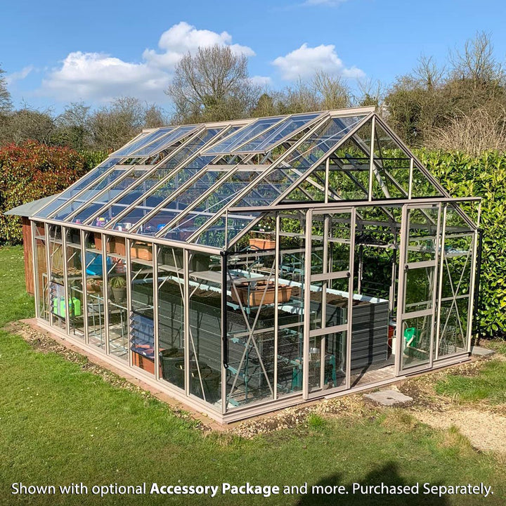 Rhino Premium Greenhouse Kit 12 x 16 ft. with 4mm Toughened Safety Glass and Aluminum Frame - Greenhouse Megastore