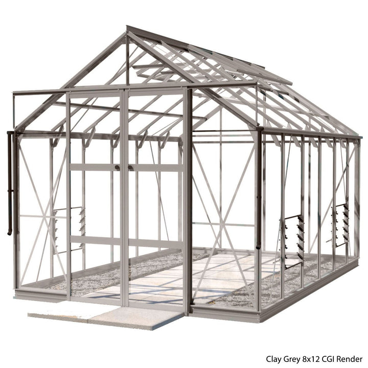 Rhino Premium Greenhouse Kit 8 x 12 ft. with 4mm Toughened Safety Glass and Aluminum Frame - Greenhouse Megastore