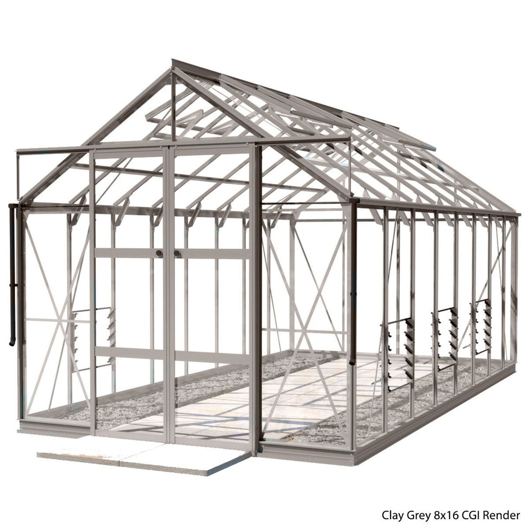 Rhino Premium Greenhouse Kit 8 x 16 ft. with 4mm Toughened Safety Glass Panels and Aluminum Frame - Greenhouse Megastore