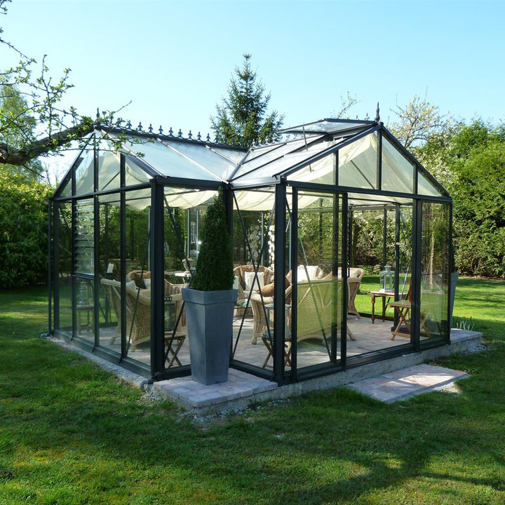 Royal Victorian Orangerie Greenhouse Kit 12 x 15 ft. with 4mm Tempered Glass Panels and Aluminum Frame - Greenhouse Megastore